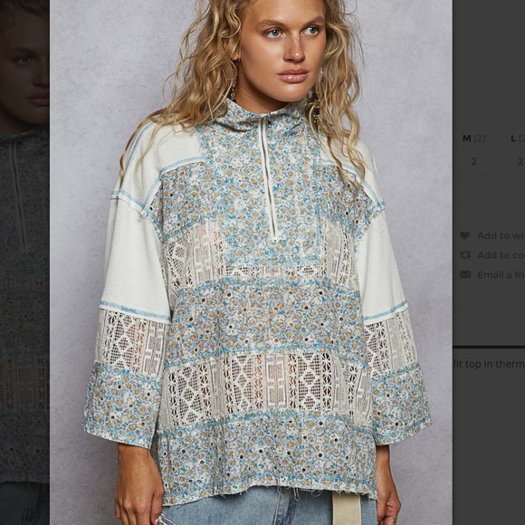 POL “ Auckland” POL Quarter Zip Mixed Fabric Top - Picture 2 of 5